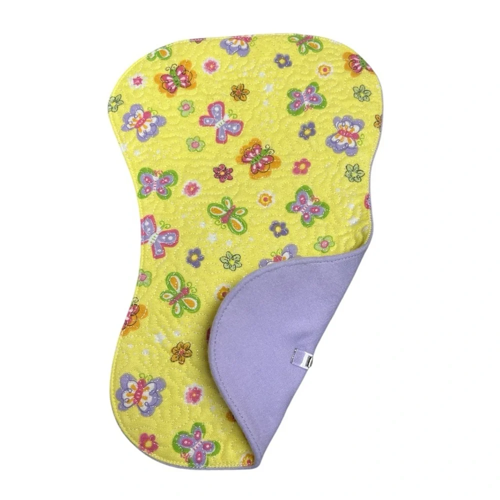 Hand Crafted Flannel Burp Cloth Contoured Padded Fabric Quilted Reversible